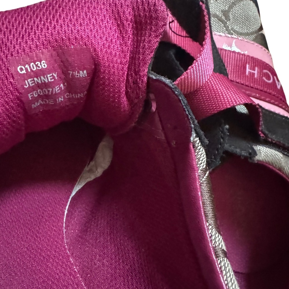 Coach Jenney Signature Monogram Brown Pink Sneakers Driving Shoes Size 7.5 - Picture 8 of 8